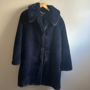 J. Crew Navy Blue fuzzy coat size large